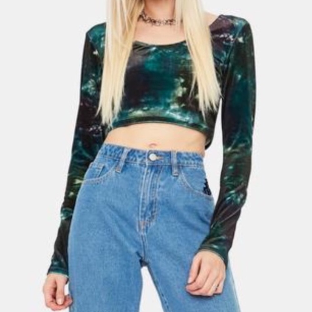 BDG Urban Outfitters Green Velvet Crop Top Size Medium